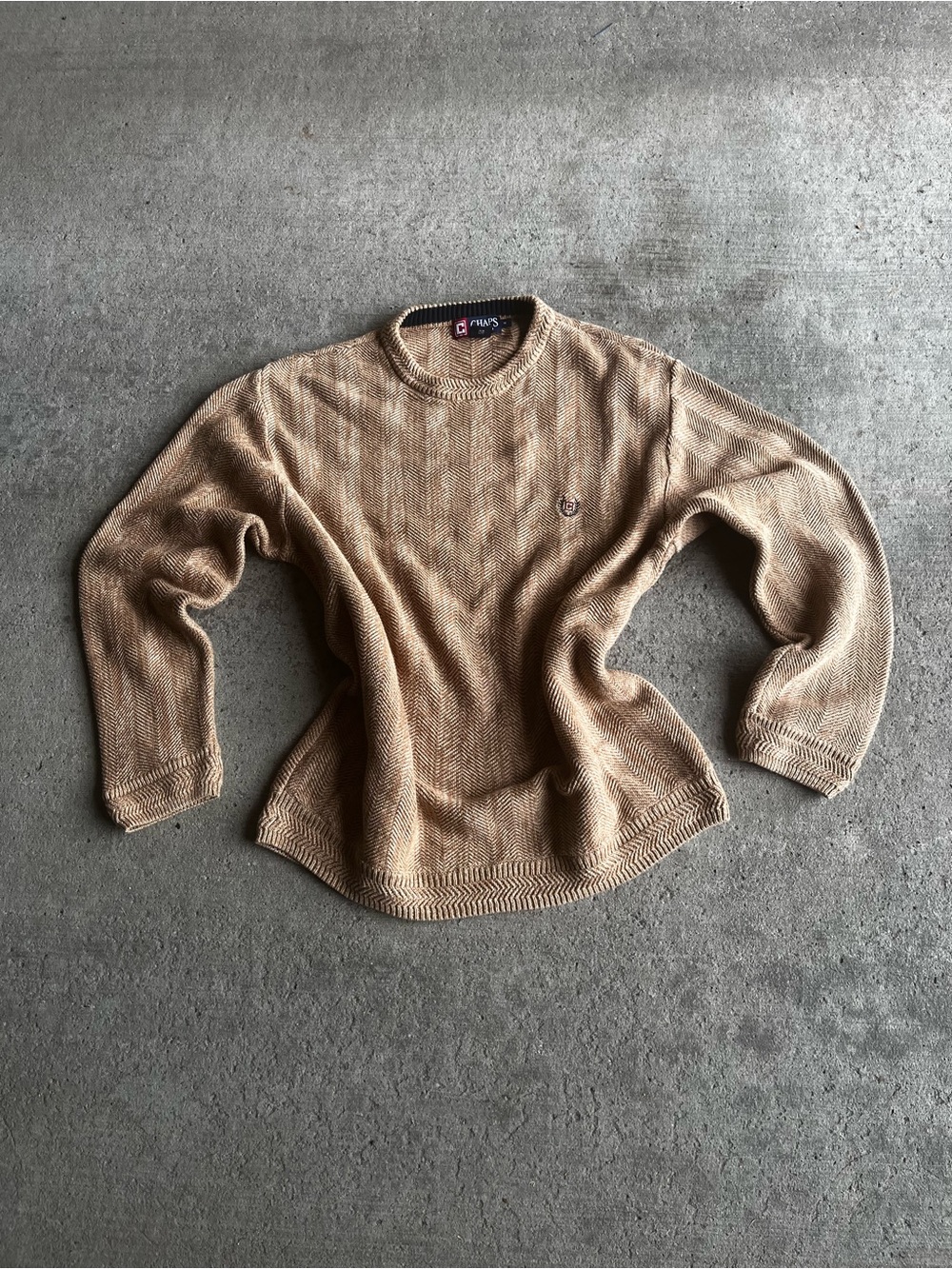 Chaps Beige Crew Neck Sweater